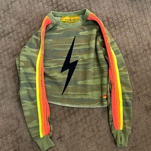AVIATOR NATION Camo Bolt Cropped 4 Stripe Sweatshirt